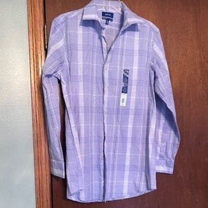 NWT Apt. 9 Purple Men's plaid dress shirt, size M